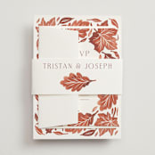 "Watercolor Fallen Leaves" - Belly Bands in Copper by Katharine Watson - Assembled with Invitation