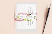 "Watercolor Floral" - Belly Bands in Olive by Yao Cheng Design - Assembled with Invitation