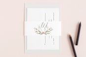 "Monogram Floral" - Belly Bands in Peach by Lori Wemple - Assembled with Invitation