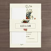 "Vintage Garden Invite" - Belly Bands in Vintage Beige by Alisa Wismer - Assembled with Invitation