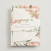 "Peony Wreath" - Belly Bands in Peach by Joanna Griffin - Assembled with Invitation