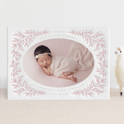 "Delicate Dream" - Letterpress Birth Announcements in Blush by ASQ Studio - Front
