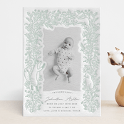 "Woodland" - Letterpress Birth Announcements in Mint by Shannon Chen of Four Wet Feet Studio - Front