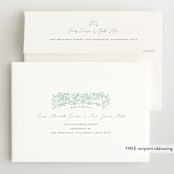 "Woodland" - Letterpress Birth Announcements in Mint by Shannon Chen of Four Wet Feet Studio - FREE Recipient Addressing