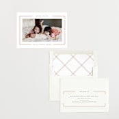 "Elegant frame" - Letterpress Birth Announcements in Latte by Kelly Schmidt - Assembled