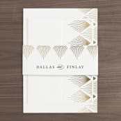 "Deco Fan Border" - Belly Bands in Snow by Kelly Schmidt - Assembled with Invitation