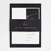 "Scripted Wedding" - Belly Bands in Obsidian by Hooray Creative - Assembled with Invitation