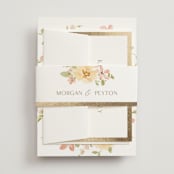 "Jardin" - Belly Bands in Carnation by Everett Paper Goods - Assembled with Invitation