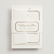 "Monogram in Leaves" - Belly Bands in Pearl by Leah Bisch - Assembled with Invitation