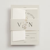 "Floral Type Arch" - Belly Bands in Linen by Baumbirdy - Assembled with Invitation