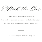 "Script Stock the Bar" - Bridal Shower Insert Cards in Snow by Minted - Close up