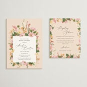 "Bridal Blooms" - Bridal Shower Insert Cards in Peach by Susan Moyal - With Invitation