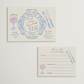 "Wine & Dine" - Bridal Shower Insert Cards in Porcelain by Elly - With Invitation