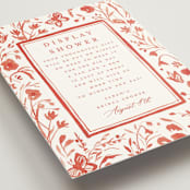 "Romantic Fields" - Bridal Shower Insert Cards in Scarlet by Teju Reval - Detail