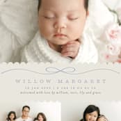 "Scallops" - Birth Announcements in Periwinkle by Laura Hankins - Detail