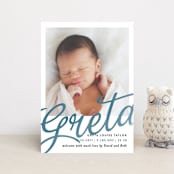 "Sweeping Name" - Birth Announcements in Ocean by Alethea and Ruth - Front