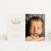 "Laurel Crest" - Birth Announcements in Muslin by Jessica Williams - Front
