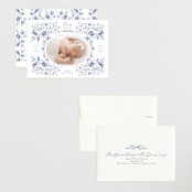 "Daisy Toile" - Birth Announcements in Bluebird by Susan Zinader - Assembled