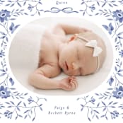 "Daisy Toile" - Birth Announcements in Bluebird by Susan Zinader - Detail