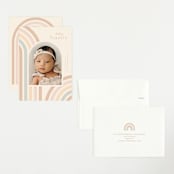 "Mod Rainbow Arch" - Birth Announcements in Taupe by Ashley Iwafuchi - Assembled