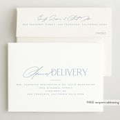 "Announcing Elegance" - Birth Announcements in Periwinkle by Jessica Corliss - FREE Recipient Addressing