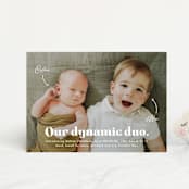 "Dynamic Duo" - Birth Announcements in Cotton by Corinne Malesic - Front