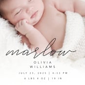 "Marlow" - Birth Announcements in Graphite by Megan Cash - Detail