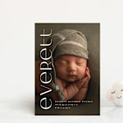 "Modern Name" - Birth Announcements in Linen by Erica Krystek - Front
