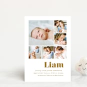 "Bold Arrival" - Birth Announcements in Golden by Ana Sharpe - Front