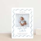 "handdrawn wavy frame" - Birth Announcements in Dusty Blue by Cass Loh - Front