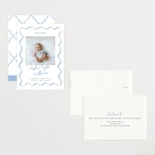 "handdrawn wavy frame" - Birth Announcements in Dusty Blue by Cass Loh - Assembled
