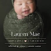 "Heart" - Birth Announcements in Blush by Pixel and Hank - Detail