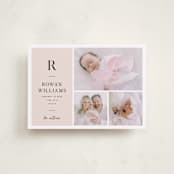 "Monogram Block" - Birth Announcements in Blush by Robert and Stella - Front