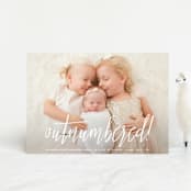 "Outnumbered" - Birth Announcements in Snow by Olivia Raufman - Front