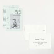 "Wavy Hello" - Birth Announcements in Moss by Pixel and Hank - Assembled