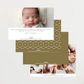 "Pennant" - Birth Announcements in Olive by Anastasia Makarova - Back of Card Options