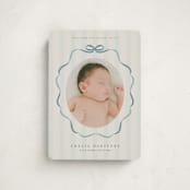 "bows and stripes" - Birth Announcements in Lagoon by Lori Wemple - Front