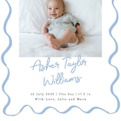 "handdrawn wavy frame" - Birth Announcements in Dusty Blue by Cass Loh - Detail