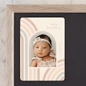 "Mod Rainbow Arch" - Birth Announcements in Taupe by Ashley Iwafuchi - Front