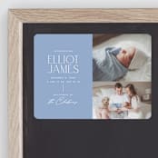 "Announcing Elegance" - Birth Announcements in Periwinkle by Jessica Corliss - Front