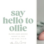"Clarke" - Birth Announcements in Mint by Robert and Stella - Detail