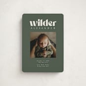 "Big Type" - Birth Announcements in Forest by Kristen Knechtel - Front