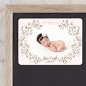 "Sweet Floral Vine" - Birth Announcements in Blush by Susan Moyal - Front