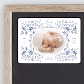 "Daisy Toile" - Birth Announcements in Bluebird by Susan Zinader - Front
