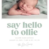 "Clarke" - Birth Announcements in Mint by Robert and Stella - Detail
