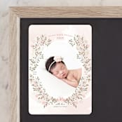 "Sweet Floral Vine" - Birth Announcements in Blush by Susan Moyal - Front