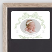 "Ribbon Bow Frame" - Birth Announcements in Mint by Stephanie Hawkes - Front