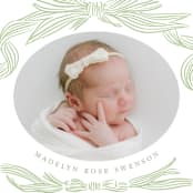 "Ribbon Bow Frame" - Birth Announcements in Mint by Stephanie Hawkes - Detail