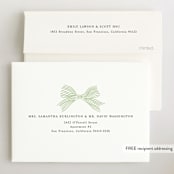 "Ribbon Bow Frame" - Birth Announcements in Mint by Stephanie Hawkes - FREE Recipient Addressing