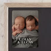 "Double Take" - Birth Announcements in Baby Powder by Hooray Creative - Front